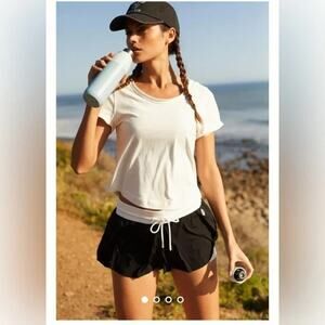 Free People Movement Day Dream 2-In-1 Shorts Black White Activewear Womens Large